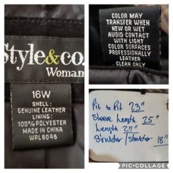 STYLE & CO BLACK LEATHER SUEDE JACKET 16W - Picture 6 of 7